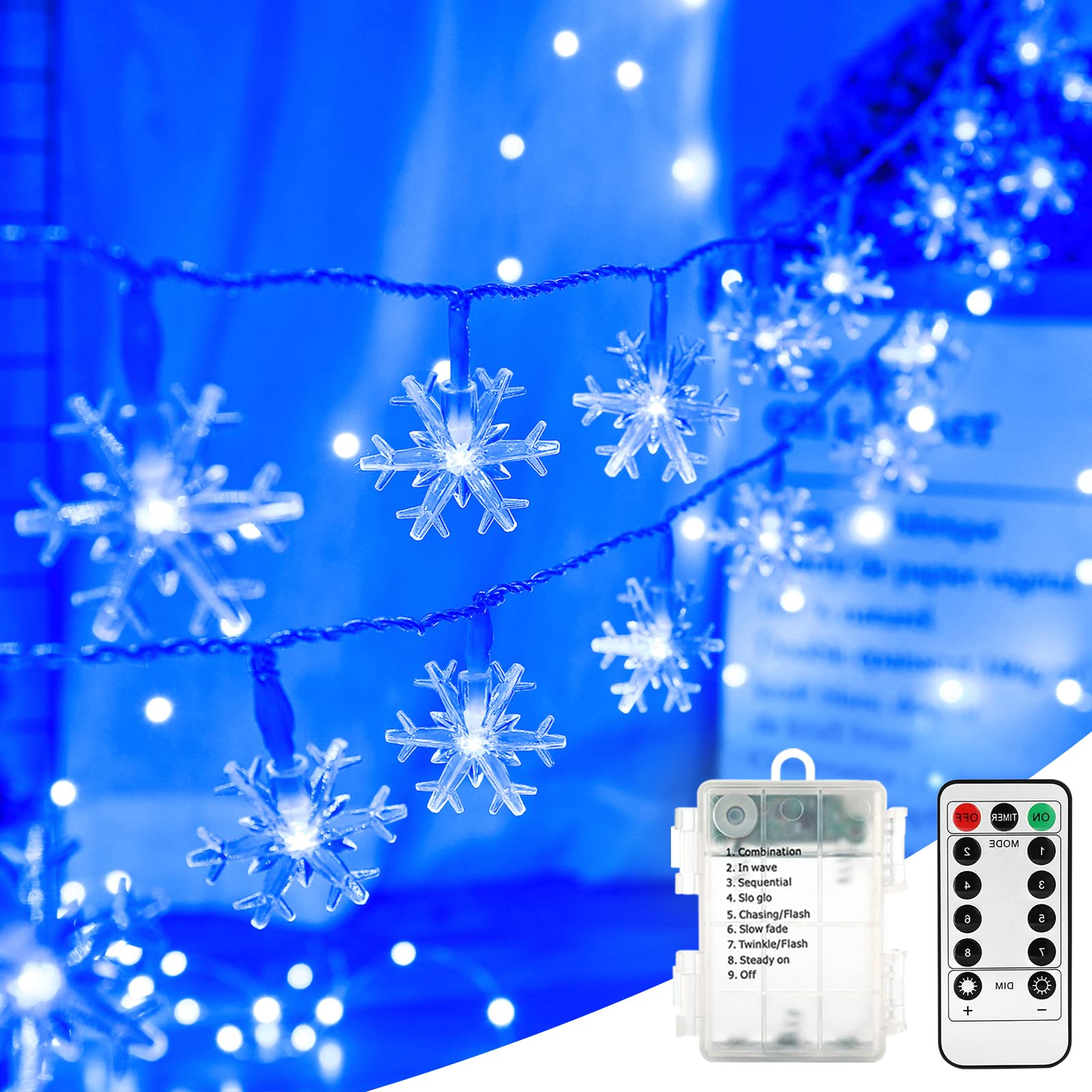 BrizLabs 2 Pack Christmas Window Lights with Remote, 61 Modes, Warm & Cool White & RGB Color Changing 12" Foldable Snowflake Hanging Christmas Lights for Xmas Indoor Outdoor Wall Door Fireplace Decor